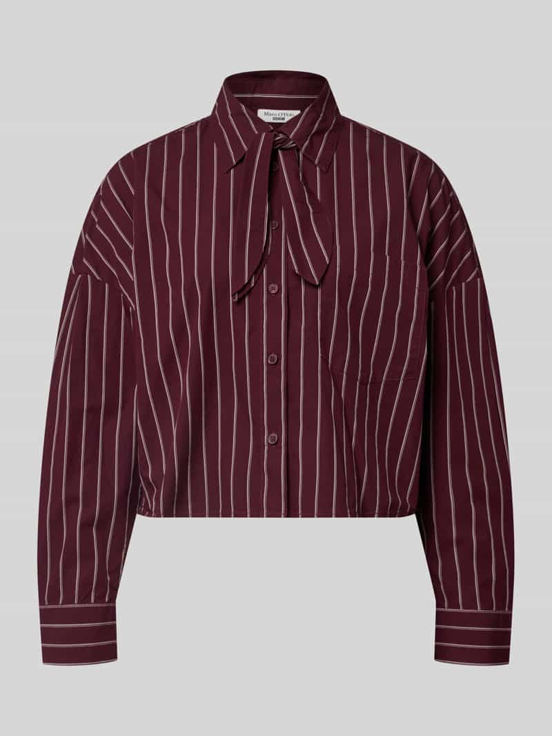 Marc O'Polo DENIM Kort blouse met lange mouwen met striksluiting aan de kraag