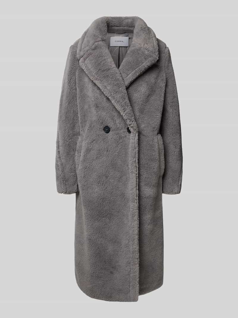comma Lange jas van teddybont met reverskraag