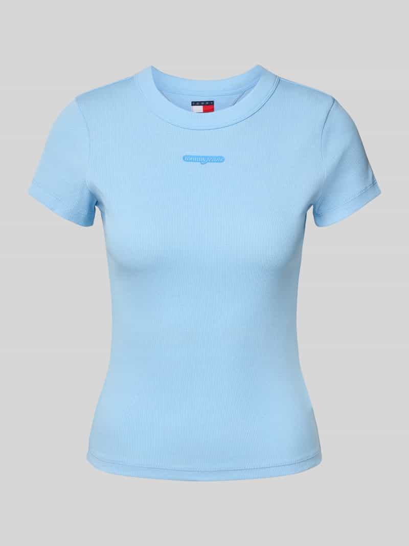 Tommy Jeans Slim fit T-shirt van ribstof