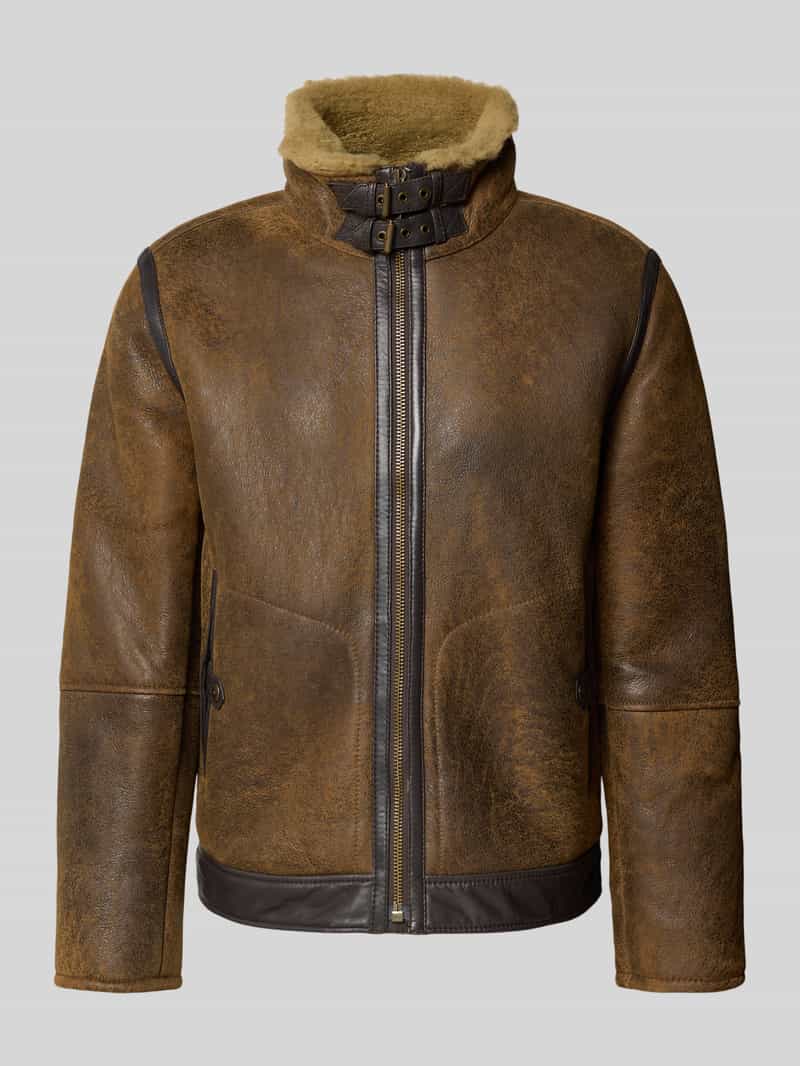 Strellson Regular fit leren jack van echte lamswol model 'SHELTER'