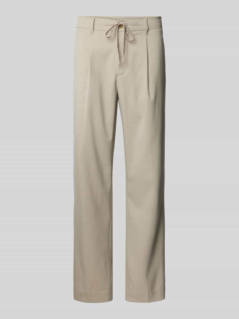 Selected Homme Regular tapered fit bandplooibroek met tunnelkoord model 'LEROY'