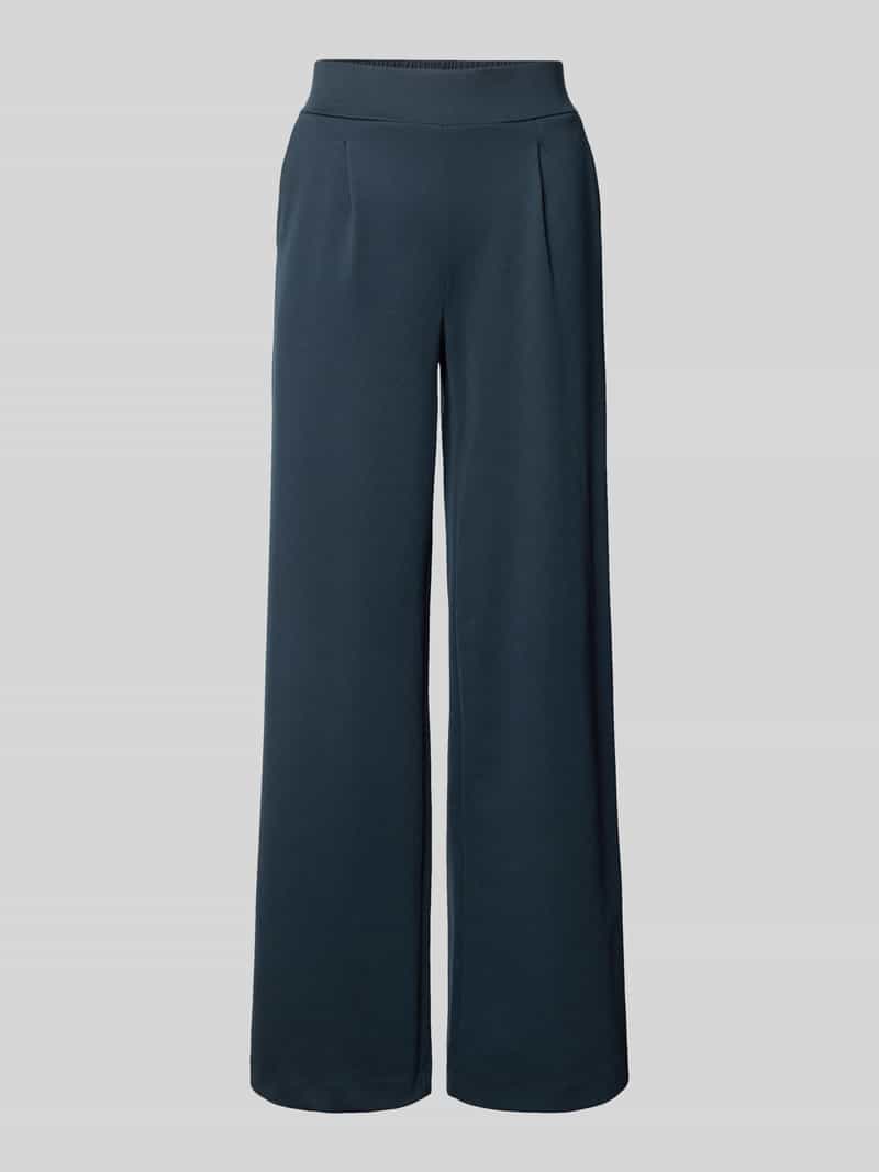 b.Young Wide leg stoffen broek in zwart met bandplooien model 'Rizetta'