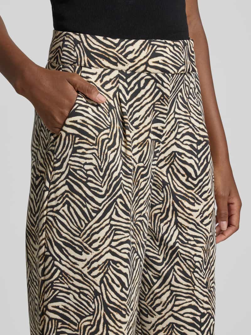 Ichi Wide leg stoffen broek met bandplooien model 'KATE'