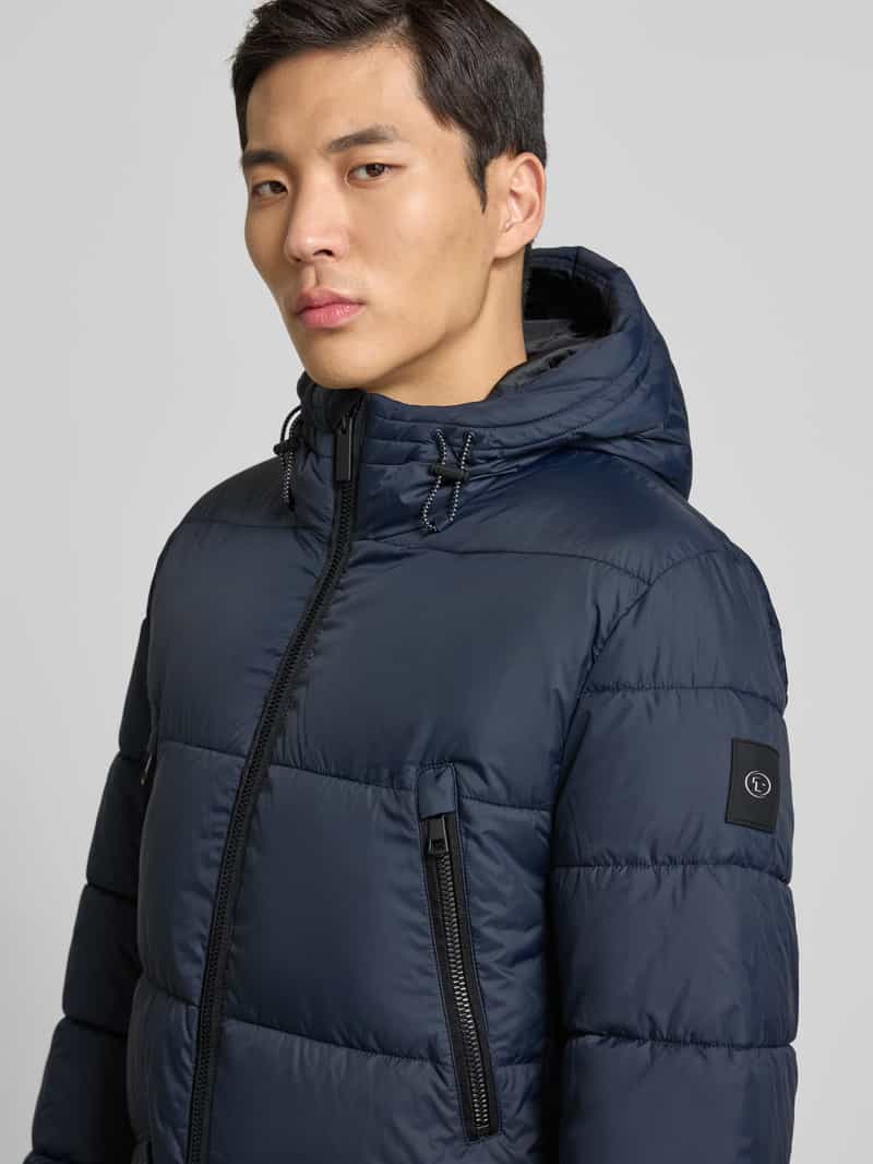 Tom Tailor Regular fit gewatteerde lange jas met capuchon