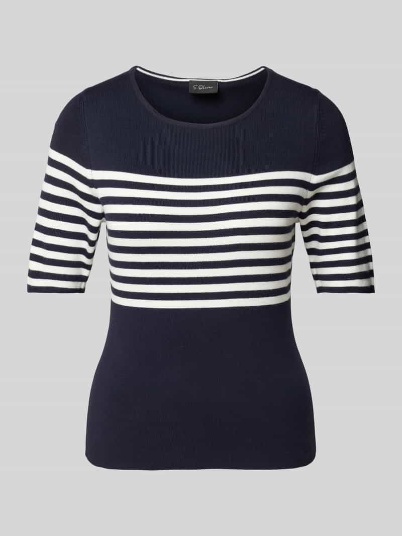 s.Oliver BLACK LABEL Slim fit gebreide pullover van viscosemix met 1 2-mouwen