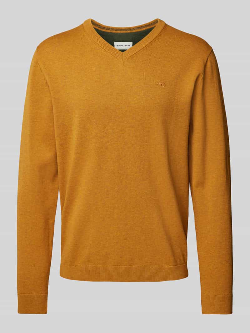 Tom Tailor Regular fit gebreide pullover van puur katoen met V-hals