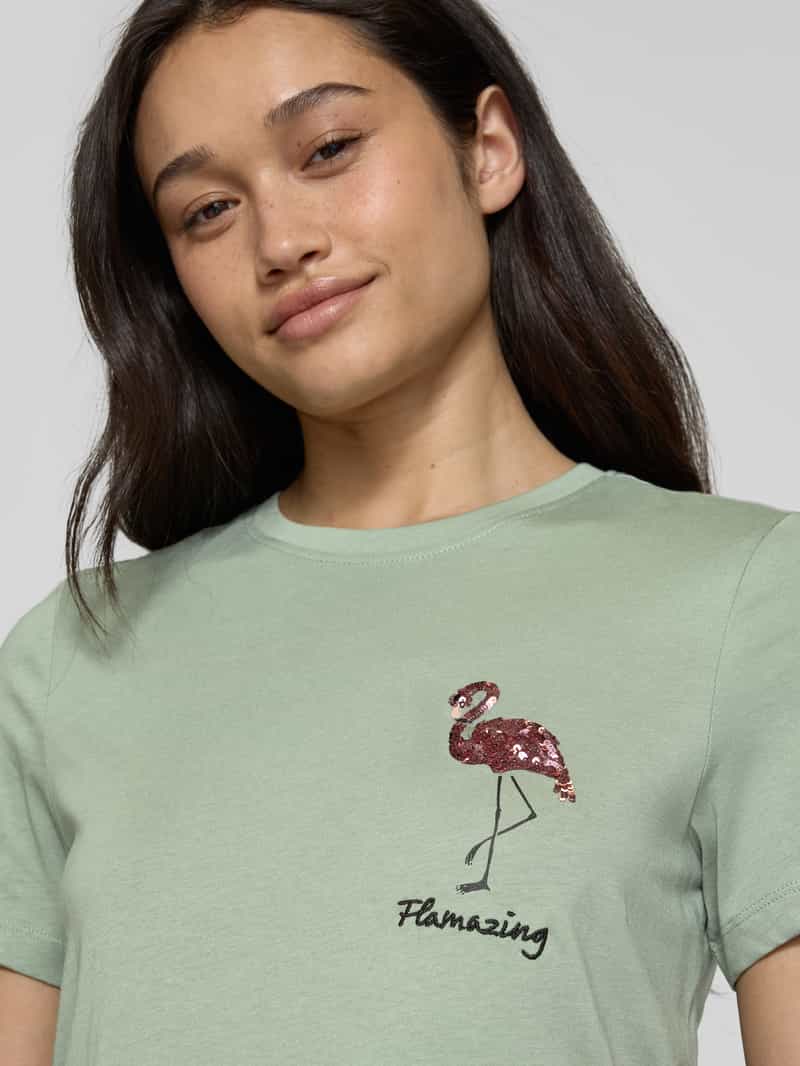 Only Regular fit T-shirt met pailletten model 'KITA'