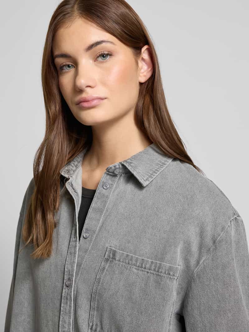 Pieces Loose fit jeansoverhemd van katoenmix model 'MAISIE'