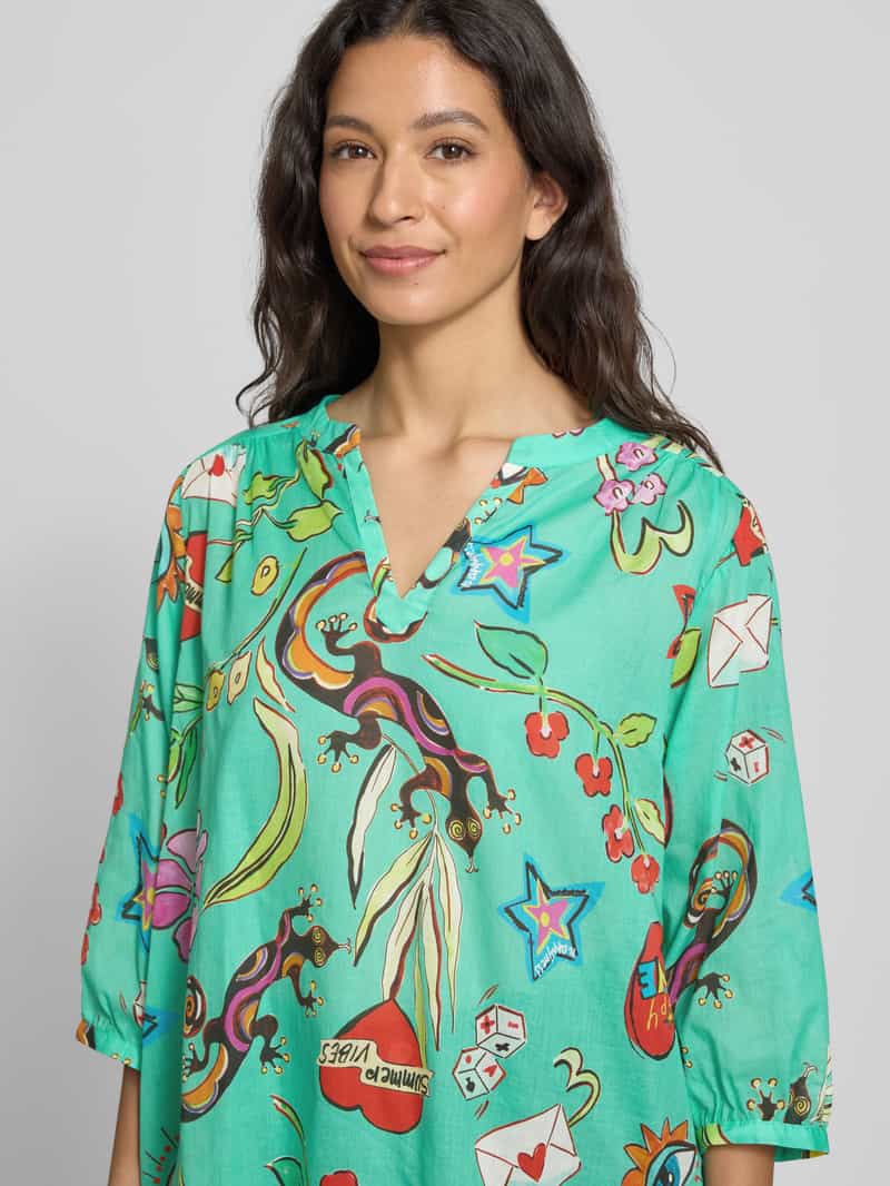 milano italy Regular fit blouse met 3 4-mouwen