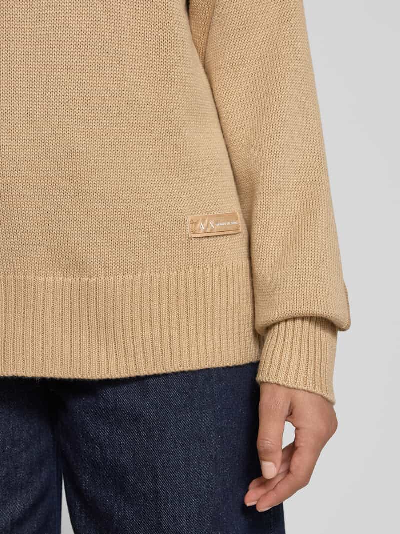 Armani Exchange Gebreide pullover van een mix van lanawol met V-hals