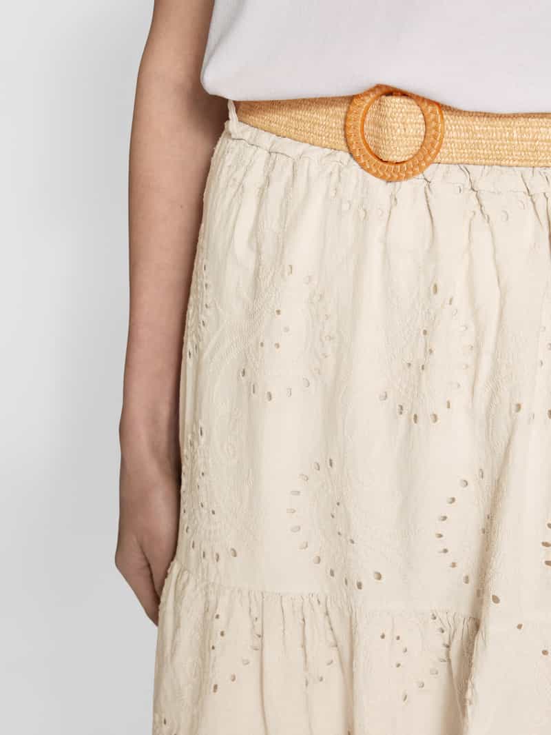 ZABAIONE Midirok met broderie anglaise en riem