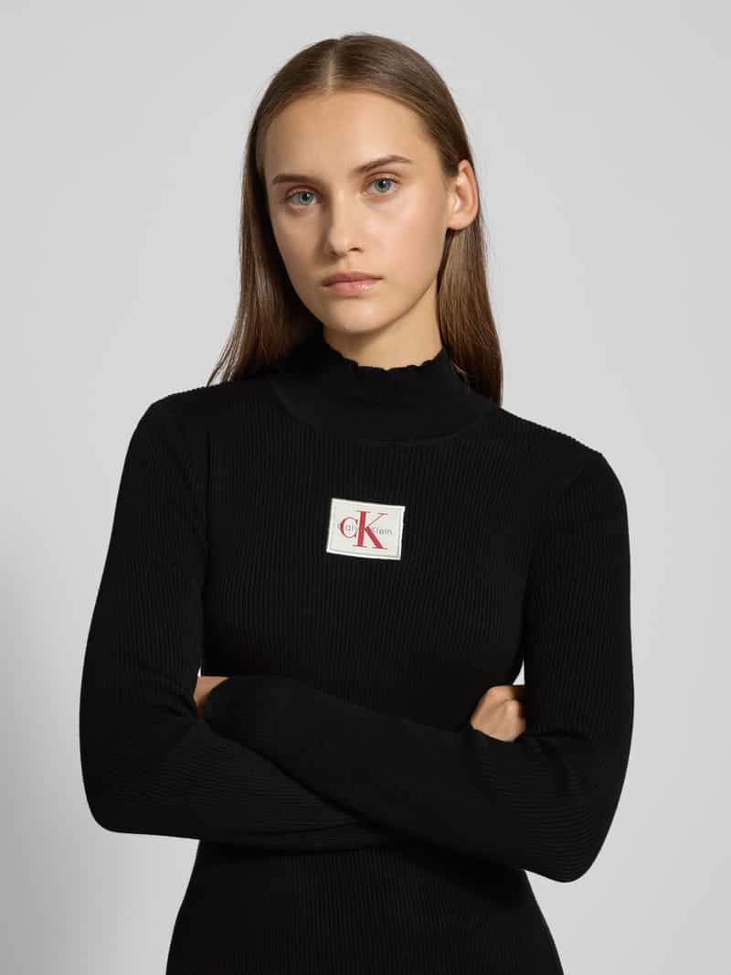 Calvin Klein Jeans Mini-jurk met logopatch in gebreide look