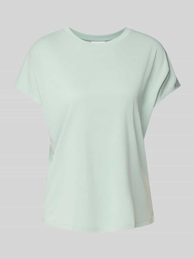 T-shirt met geribde ronde hals