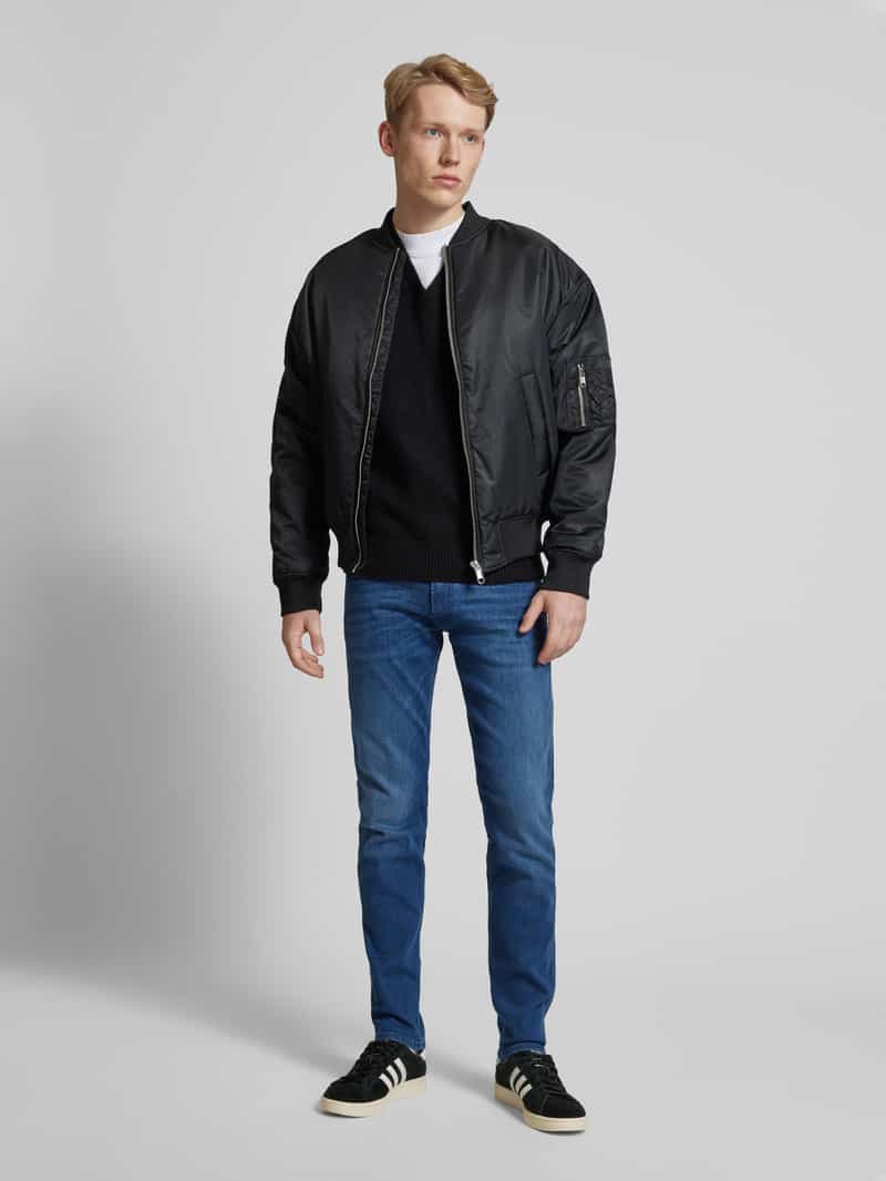 Replay Slim fit jeans in 5-pocketmodel, model 'ANBASS' donkerblauw, foto 5