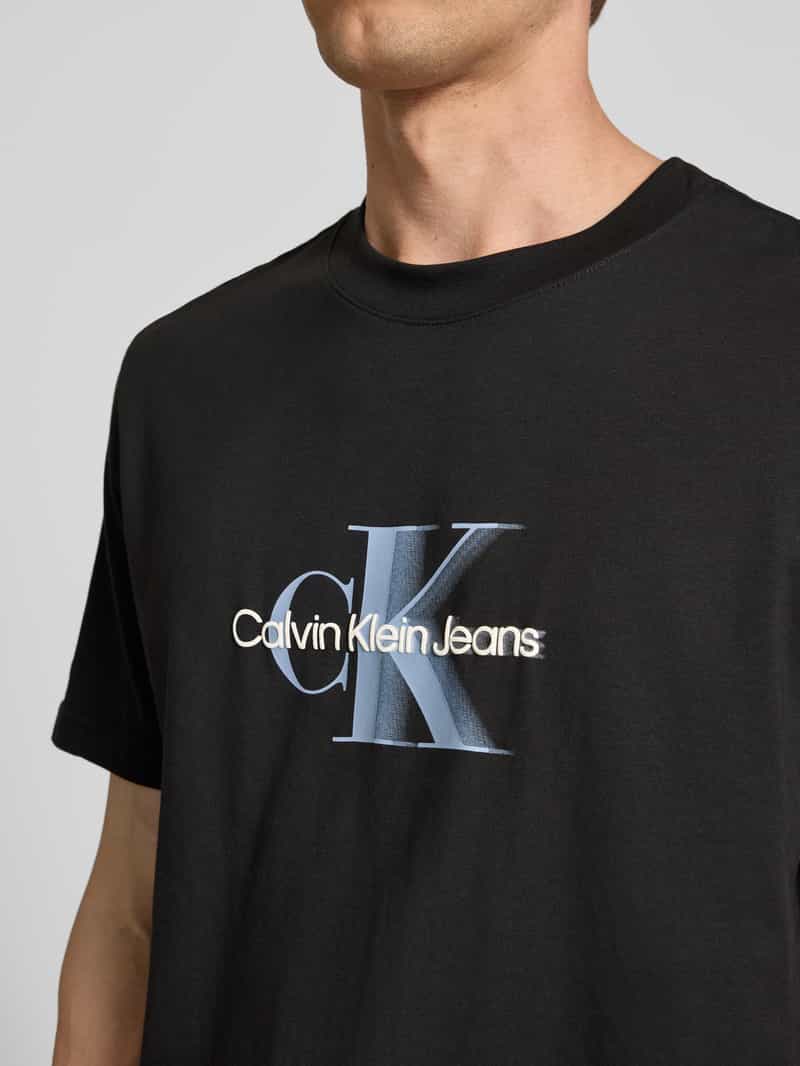 Calvin Klein Jeans T-shirt met labelprint en ronde hals