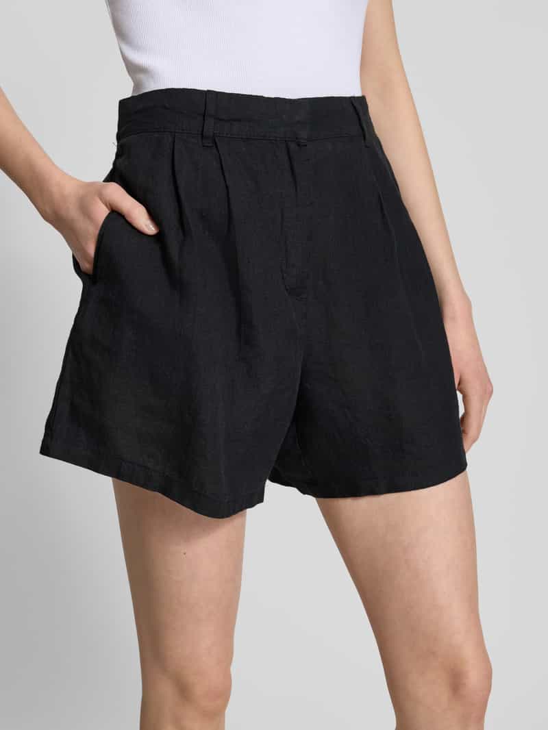 Gina Tricot Korte relaxed fit linnen broek met bandplooien
