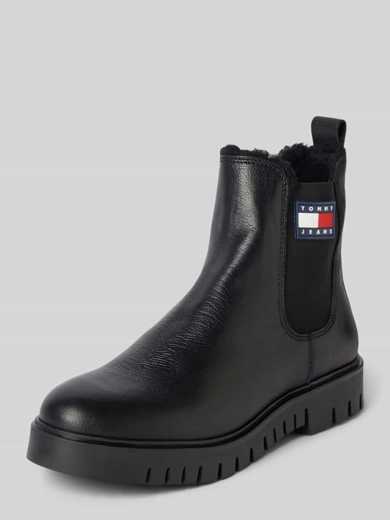 Tommy Jeans Chelsea boots van leer met elastische inzet