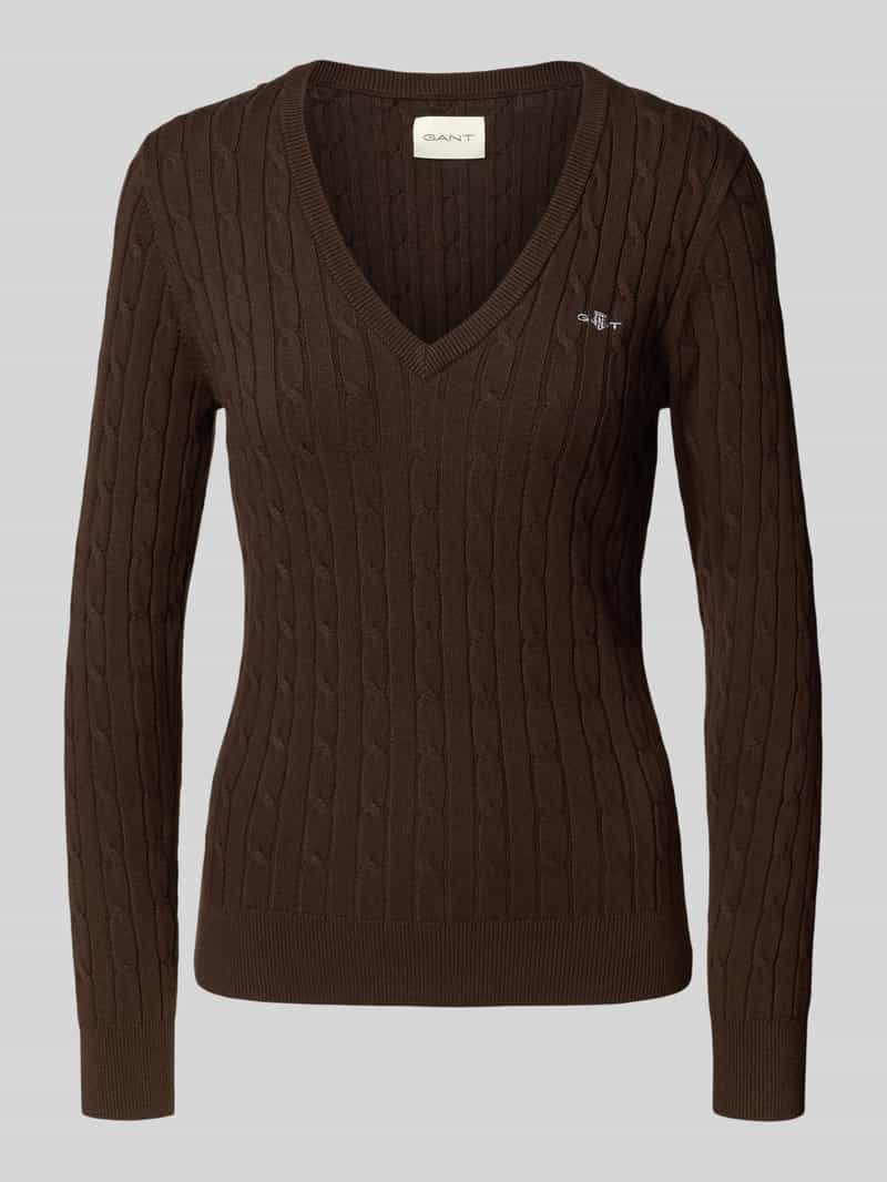 Gant Gebreide pullover met V-hals en logostitching