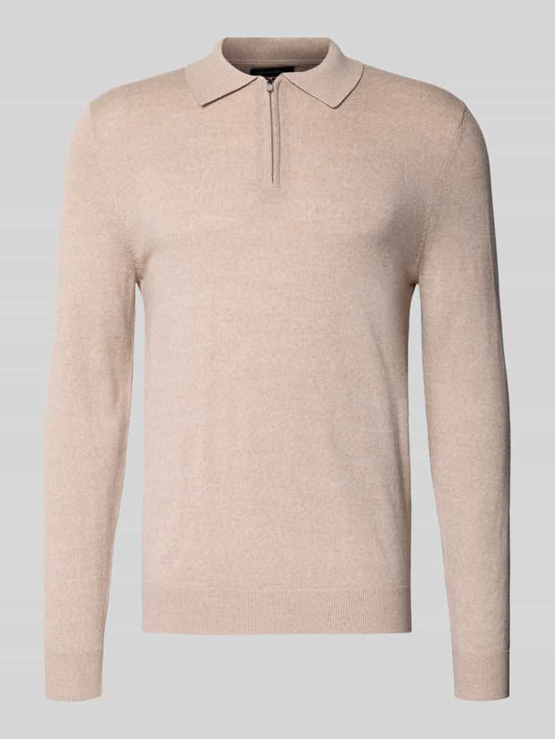Christian Berg Men Regular fit gebreide pullover van wolmix met platte kraag