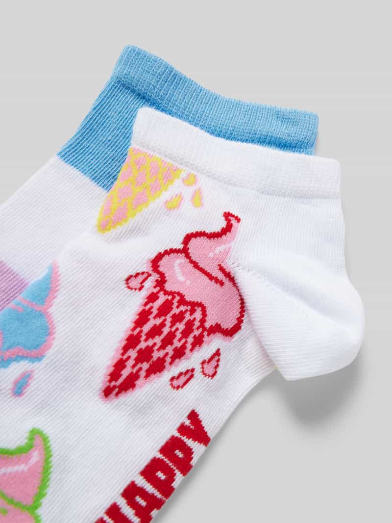 Happy Socks Sneakersokken met stretch in een set van 2 paar model 'Ice Cream'