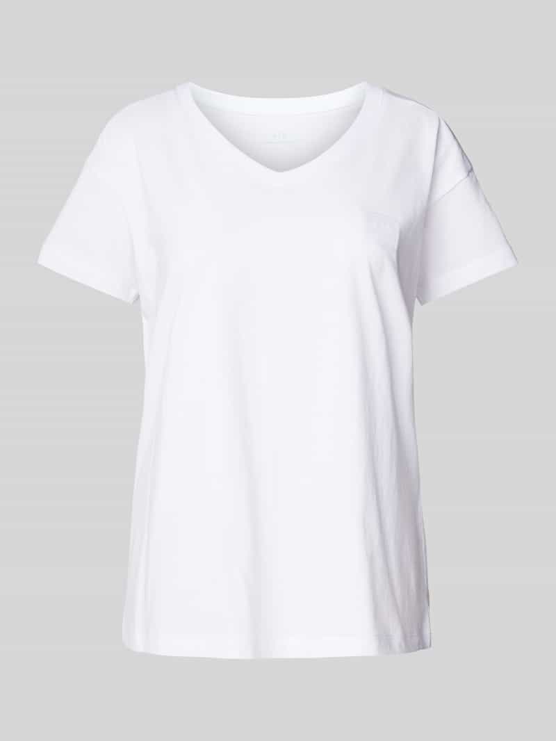 Armani Exchange T-shirt met geribde V-hals