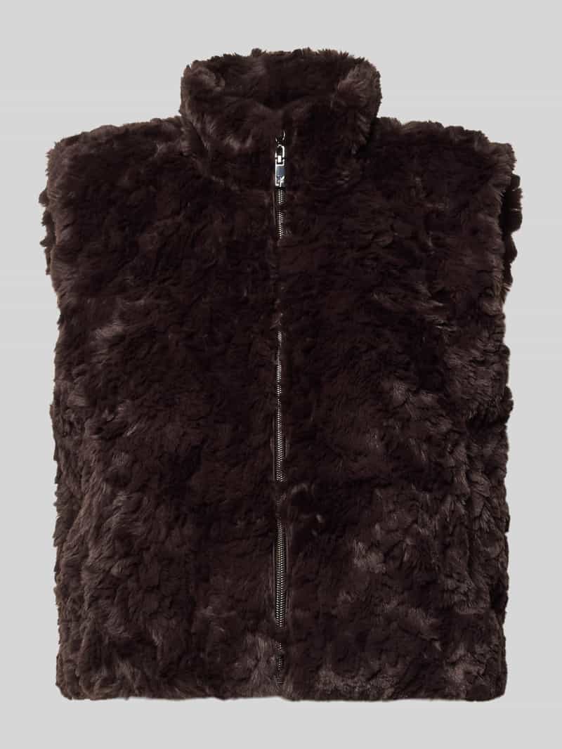 Monari Regular fit bodywarmer van imitatiebont met opstaande kraag