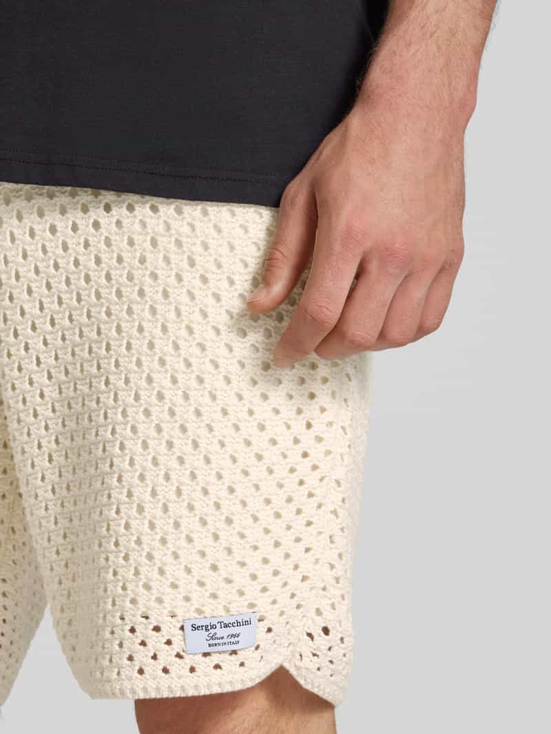 Sergio Tacchini Regular fit korte broek met ajourpatroon model 'ORTIGIA'