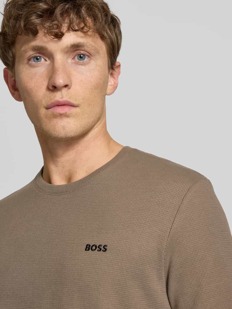 Boss Regular fit T-shirt met wafellook