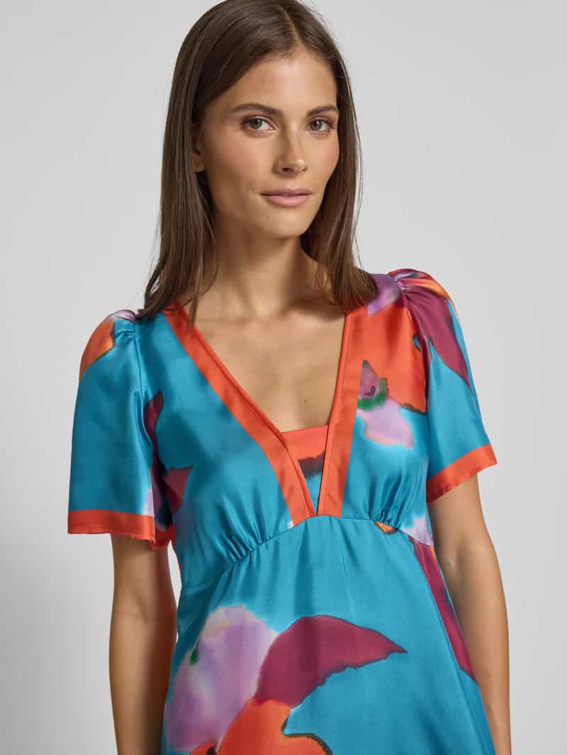 LUISA CERANO Midi-jurk van zijde met V-hals