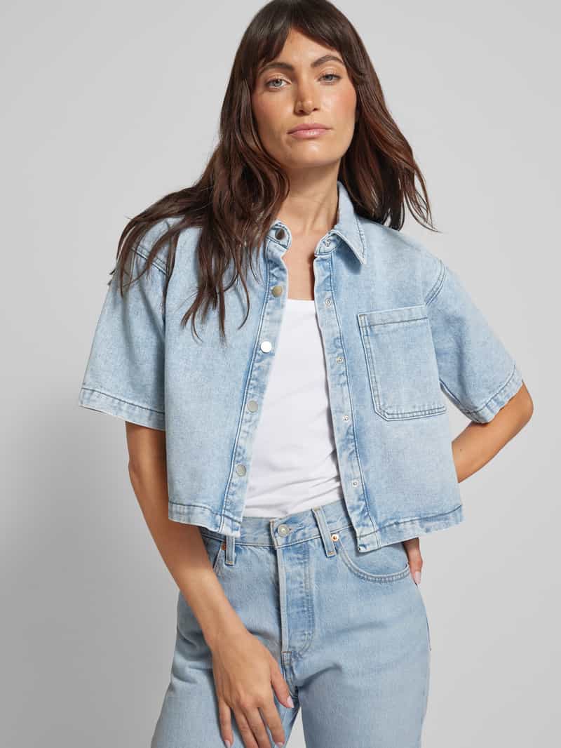 Vero Moda Jeansblouse met drukknoopsluiting model 'LILIA'