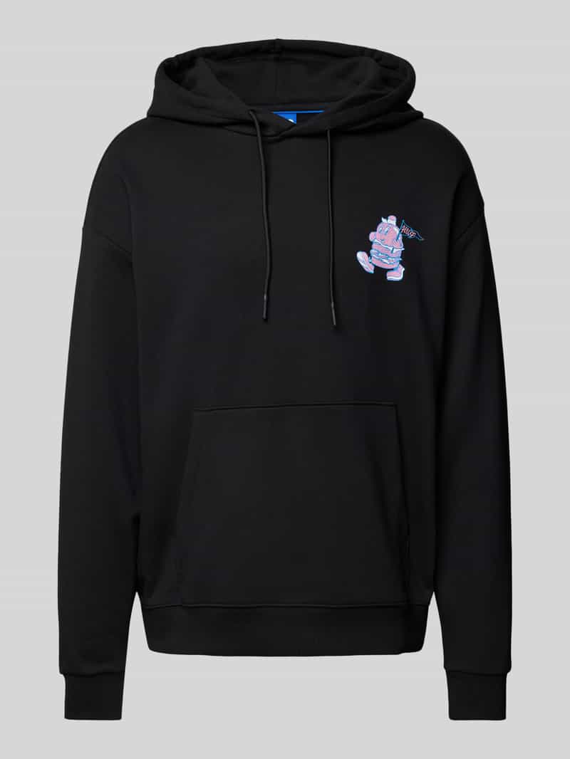 Hugo Blue Hoodie met motiefprint model 'Namiko'