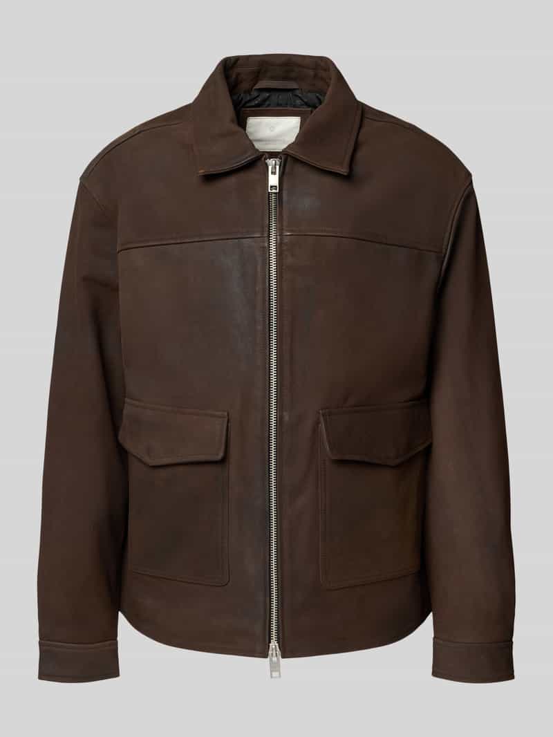 Jack & Jones Premium Leren jack met tweewegsritssluiting model 'LEWIS'