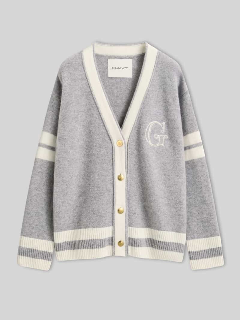 Gant Cardigan van wol met gestikt logo