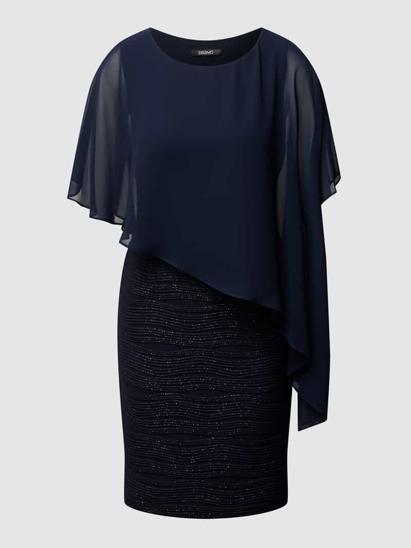 SWING Cocktailjurk met glittereffect en chiffon