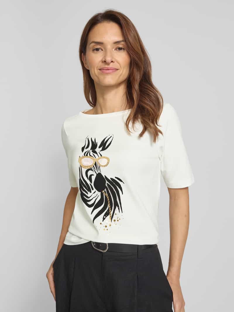 s.Oliver BLACK LABEL Slim fit T-shirt van katoenmix