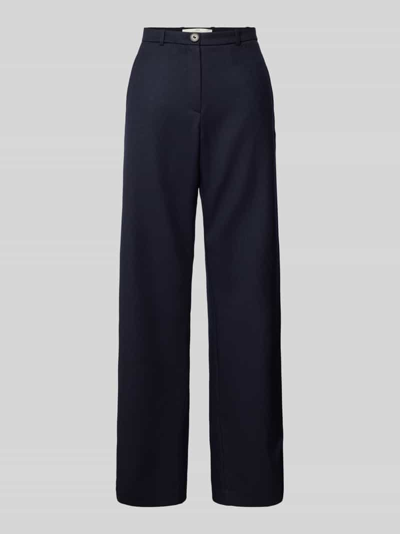 LANIUS Regular fit broek van scheerwol met riemlussen