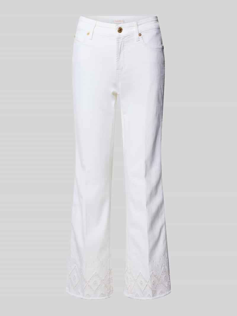 CAMBIO Flared jeans met broderie anglaise model 'FRANCESCA'