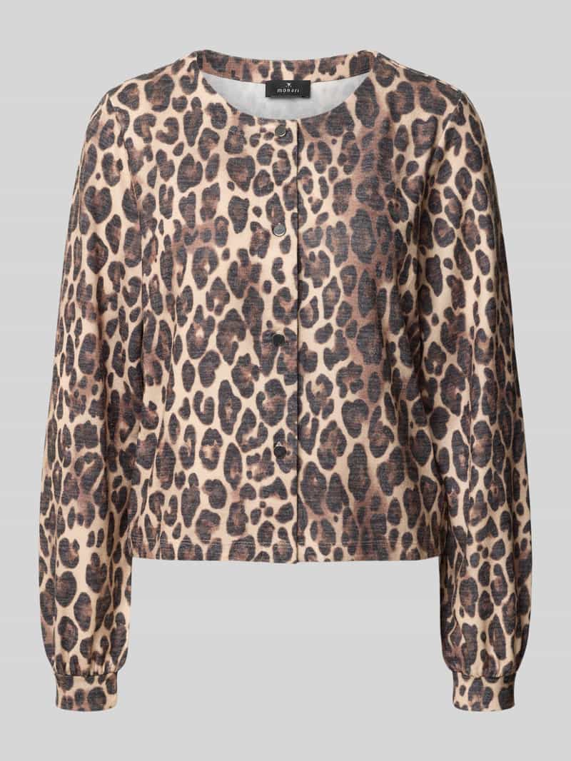Monari Sweatjack in all-over look met ronde hals