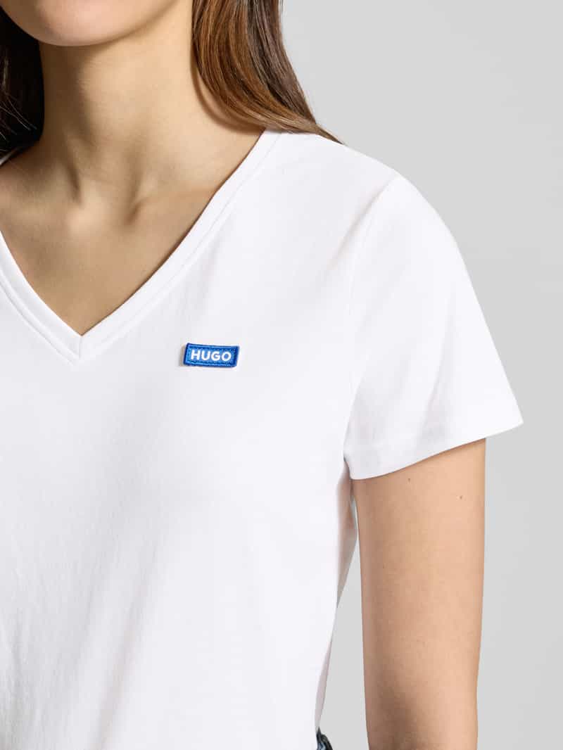 Hugo Blue T-shirt met labelstitching