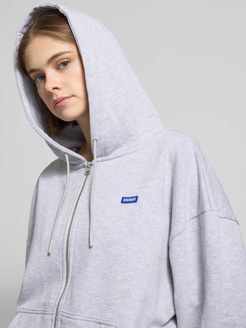 Hugo Blue Sweatjack met labelbadge model 'Doa'