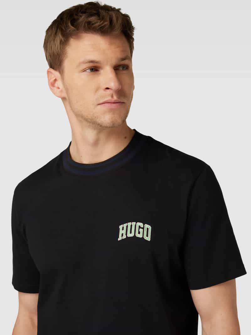 HUGO T-shirt met labelstitching