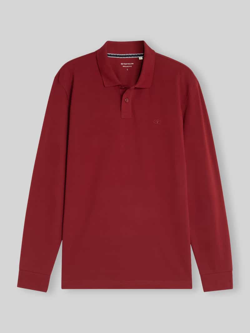 Tom Tailor - Piqué-poloshirt met lange mouwen - Maat XXL - pear red