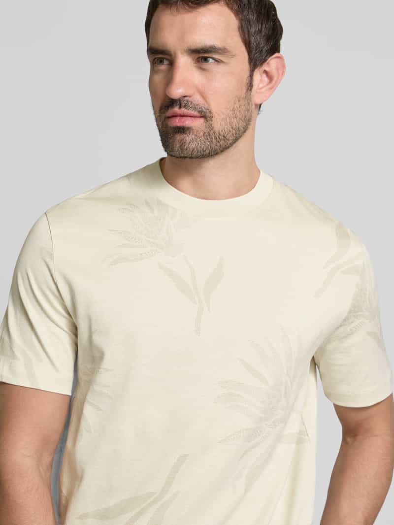 Boss T-shirt met geribde ronde hals model 'Taut'
