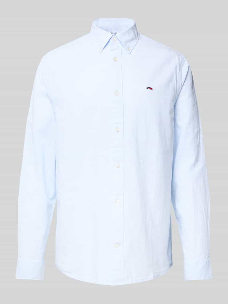 Tommy Jeans Regular fit vrijetijdsoverhemd van een mix van katoen en linnen met button-downkraag