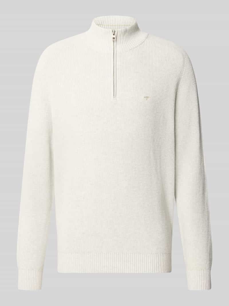 FYNCH-HATTON Regular fit gebreide pullover van puur katoen met schipperskraag