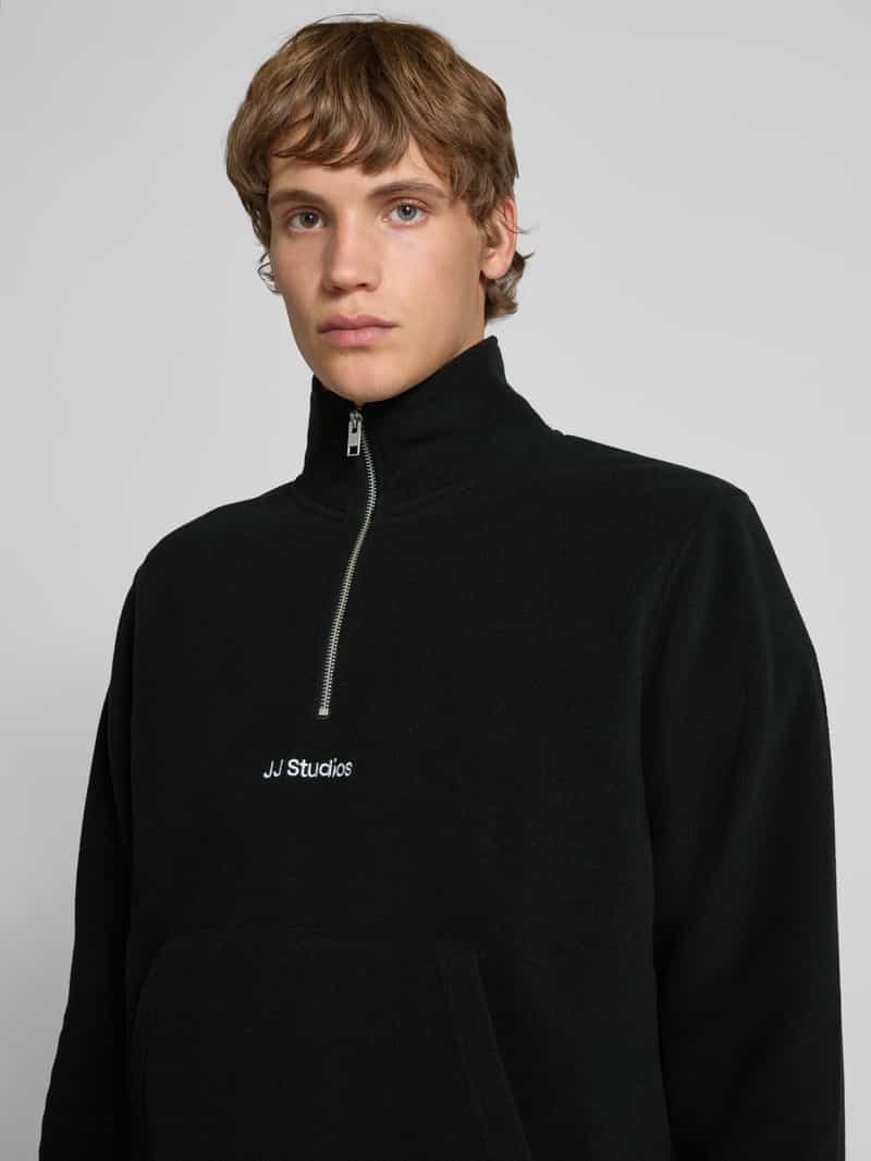 jack & jones Fleecepullover met kangoeroezak model 'SOHO HALFZIP FLEECE'