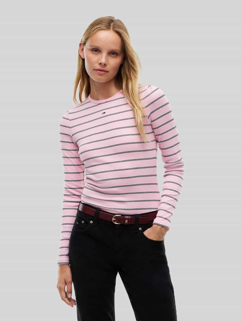 Tommy Jeans Slim fit shirt met lange mouwen van katoenmix