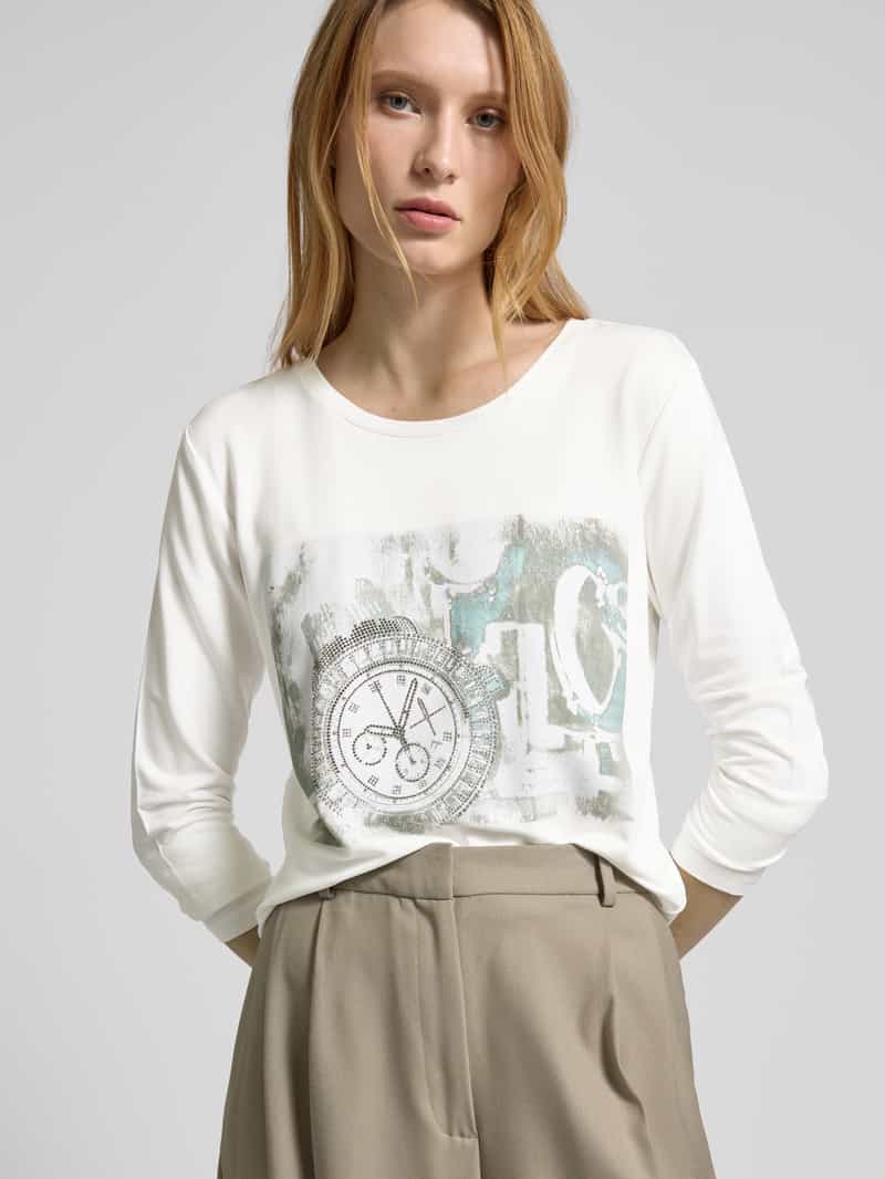 monari Shirt met lange mouwen van viscosemix met ronde hals