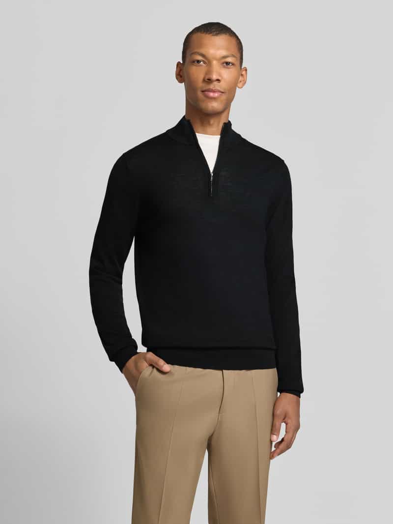 Profuomo wollen regular fit gebreide trui - zwart, foto 4