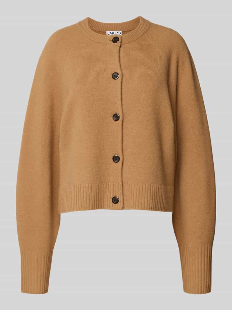 Jake*s Casual Gebreid jack van wol met ronde hals